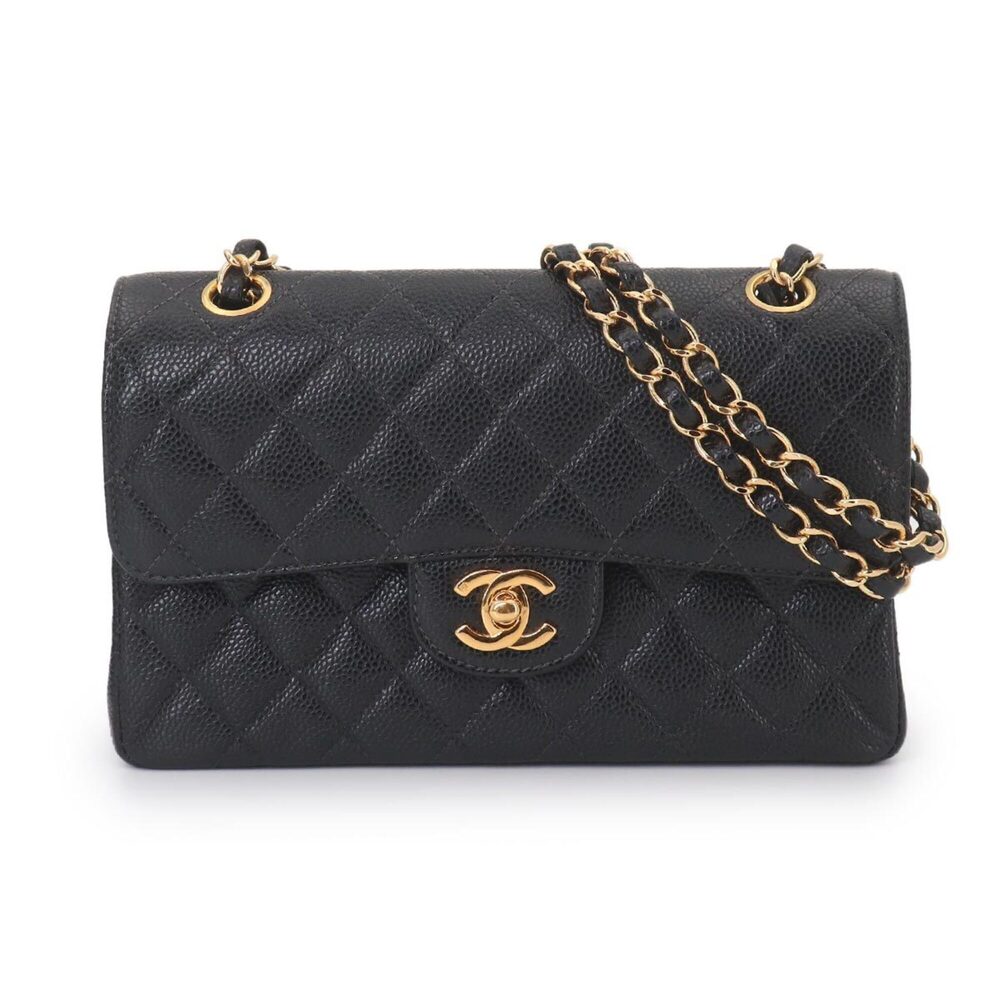 Chanel Matelasse 23 Chain Shoulder Handbag, Caviar Leather, Black, A01113, Go...